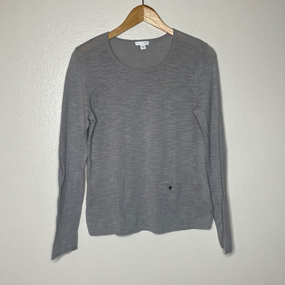 J. Jill Long Sleeve Linen Blend Top sz XS Gray